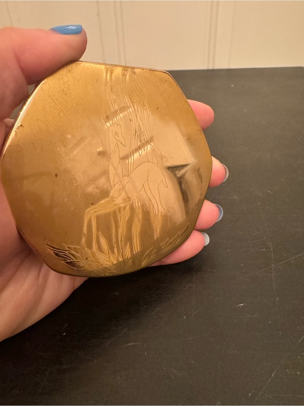 Vintage Antique Elgin American Powder Compact Gazelle Deer